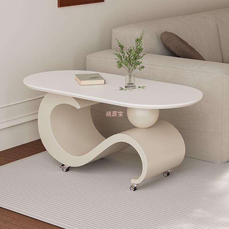 意式新款岩板茶几带滑轮可移动式客厅家用简约现代小户型轻奢