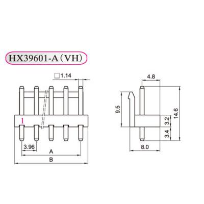 HXH红星接插件39601 VH3.96直针座VH-2A3A4A5A6A7A8A红黑黄绿蓝色