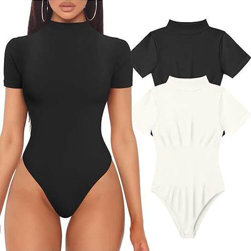 Women's jumpsuit, high neck short sleeved top, yoga