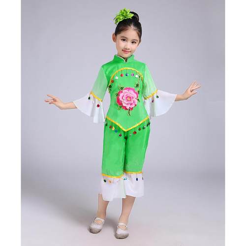 正品六民一童演出秧歌服幼儿儿汉族舞蹈装族女古典服扇子舞腰鼓表