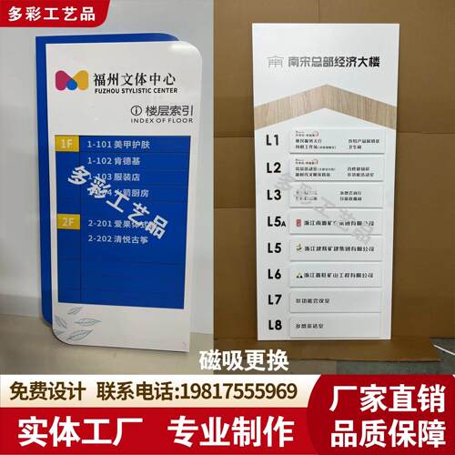 可更换楼层索引牌单位指示牌商场指向牌医院科室牌去向牌定制磁吸