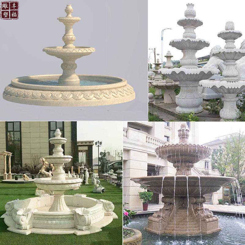 大型广场石观喷泉公园石材流水喷泉欧式喷水户外庭院跌水钵