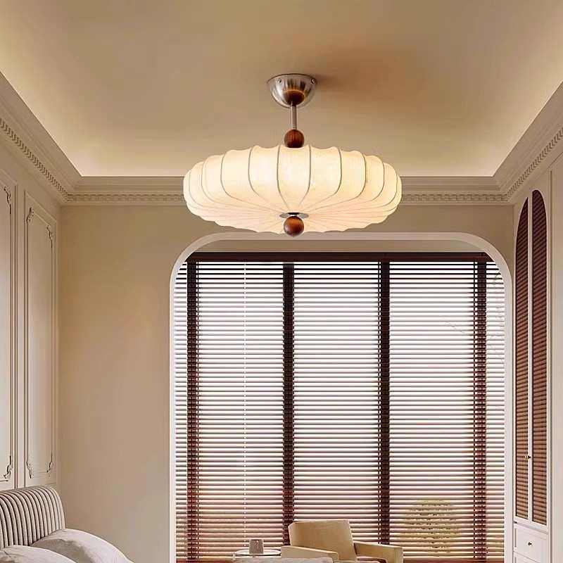 法式中古风卧室吊灯日式复古布艺南洋风房间书房浪漫南瓜主卧室灯,家装灯饰光源,客厅吊灯,淘宝优惠券,粉丝福利购,淘宝优惠卷