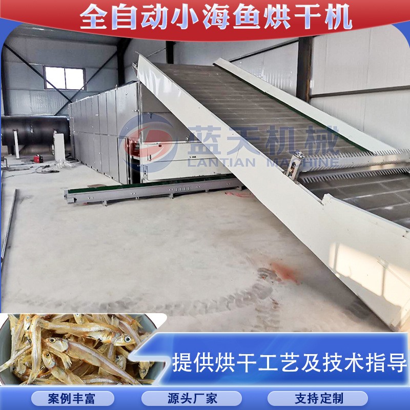 连续式小鱼干烘干设备鱼仔海产品干燥机自动进出料小海鱼烘干机