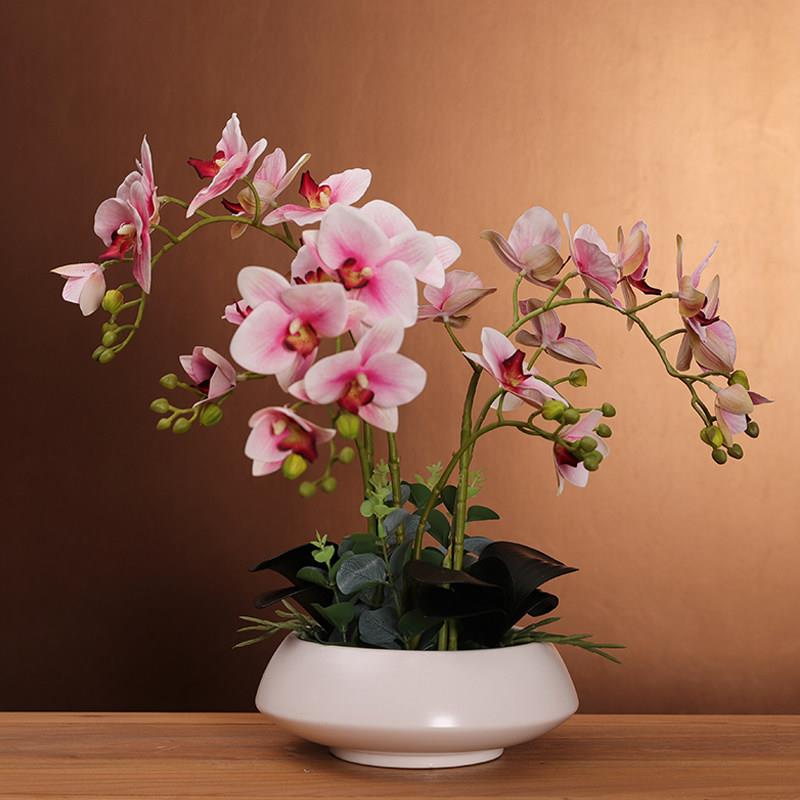蝴蝶兰彷真花假花花艺套装家居客厅电视柜餐桌插花摆设装饰花摆件
