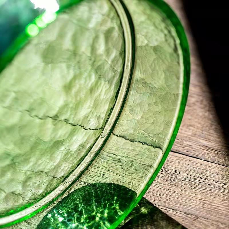 日式加厚玻璃圆形储水干泡盘透明耐热壶承养壶盘壶托茶盘茶具配件