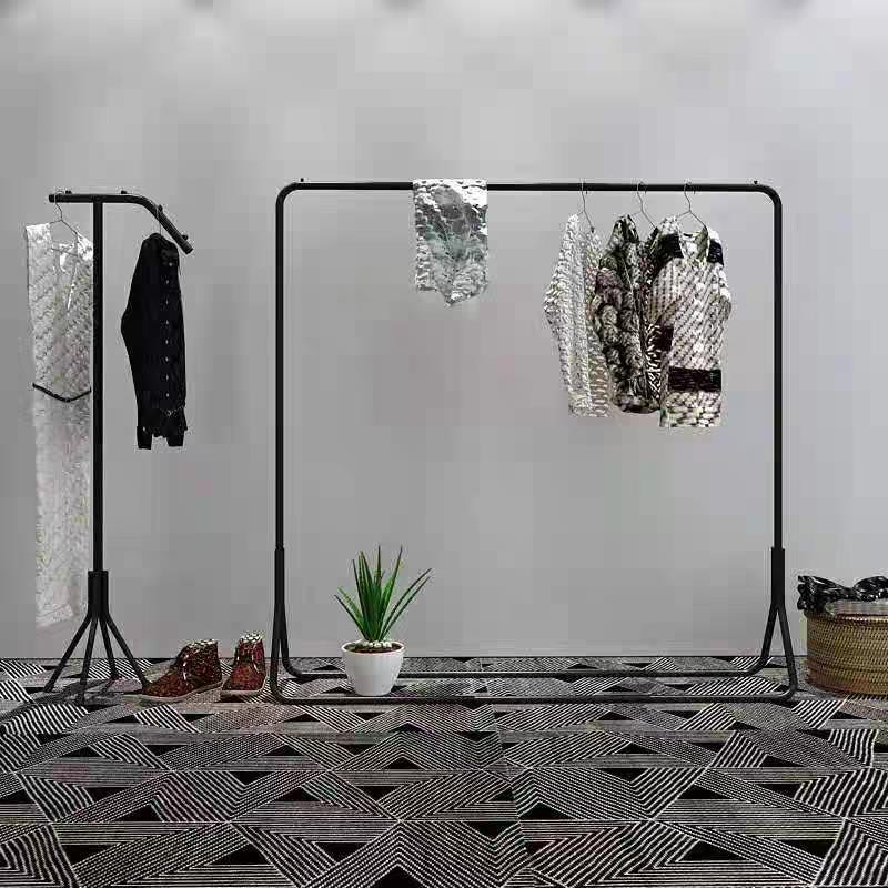 服装店衣架展示架落地式黑色简约晾晒挂架女装中岛货架陈列挂衣架