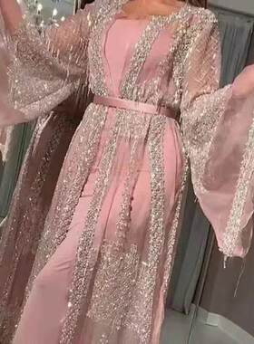 2022新款女装蕾丝深V领婚礼中式复古法式晚礼服