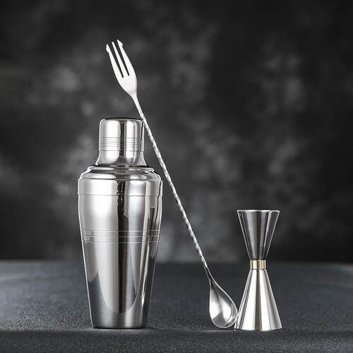 【日式调酒三件套】男爵三段式摇酒器套装 量酒器吧勺家用 奶茶店