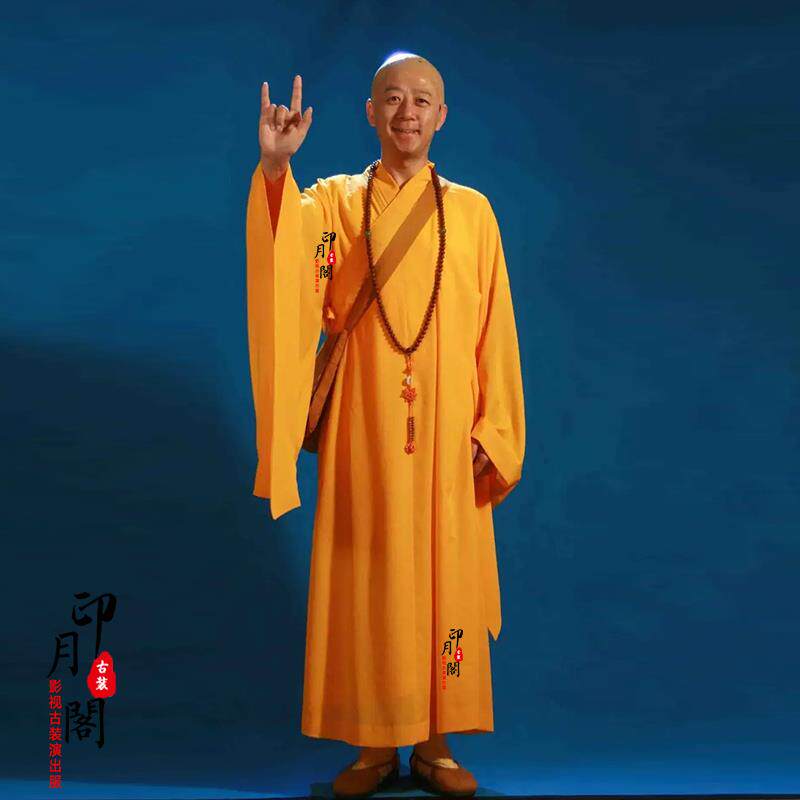 正品古代男士和尚武十八罗汉演少林方丈法僧海白色和尚写真出古服