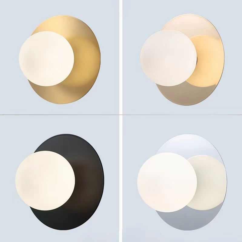 现代简约风创意壁灯卧室阳台客厅过道北欧轻奢全铜床头圆球壁灯