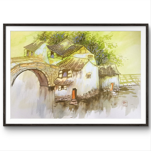 【正版授权】青年艺术家李红珊《春》江南水乡新中式装饰限量版画