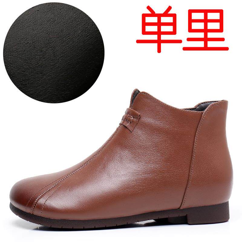高档妈妈秋棉鞋保真皮软底春款中老年平跟大码复暖古奶奶冬季加绒