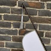 六月微风紫竹仿革丝扇子长柄异形刀扇汉服走秀拍照道具遮面扇金小