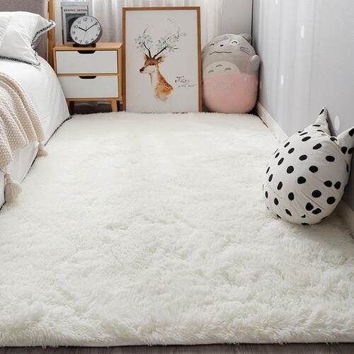 Nordic bedroom small carpet white plush bedside rug living