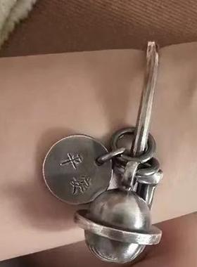 高档时尚复古原做旧铃铛民族风推拉款99足银手工私人订制创纯银手