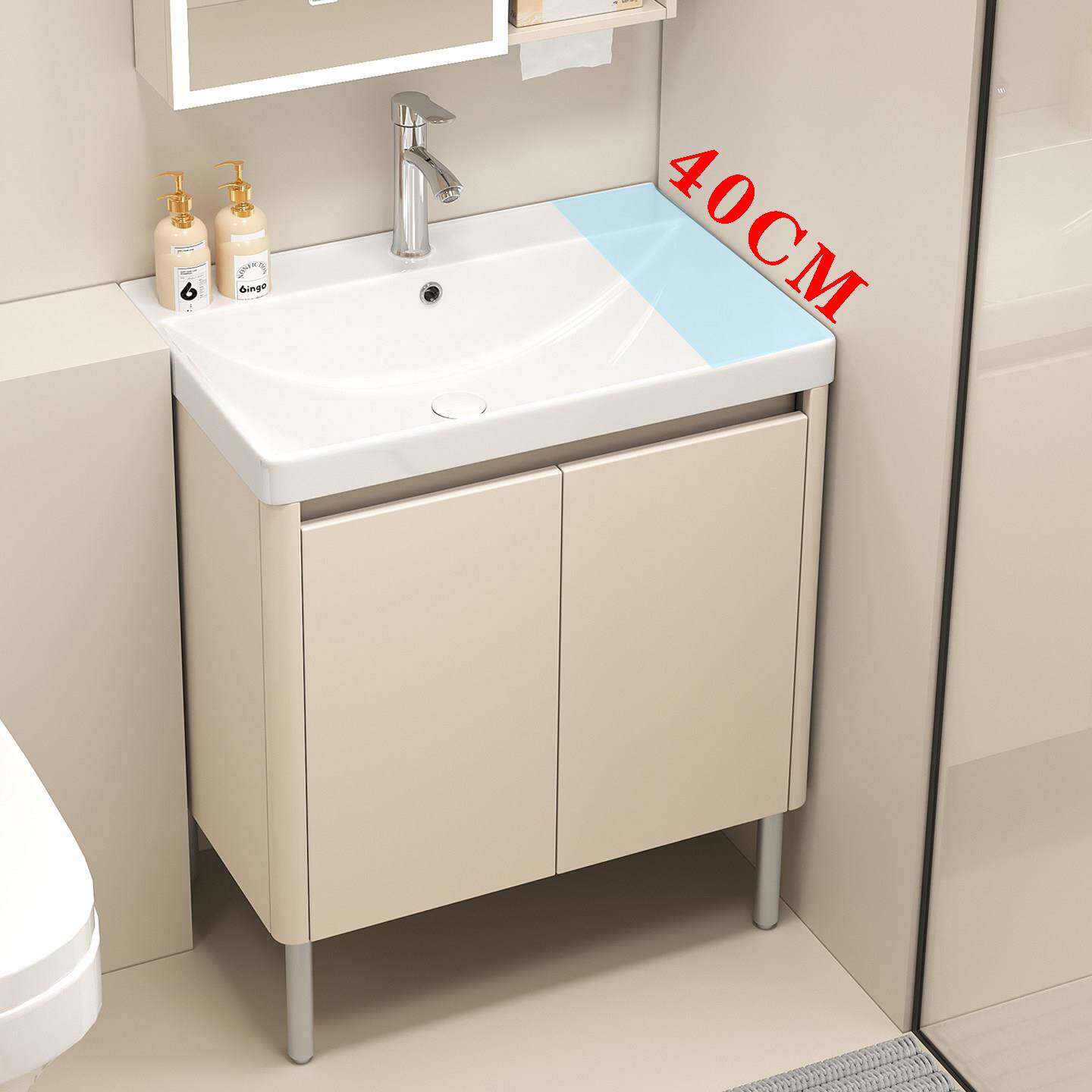 40CM宽落地蜂窝铝浴室柜一体陶瓷盆卫生间洗漱台厕所洗脸盆洗手盆