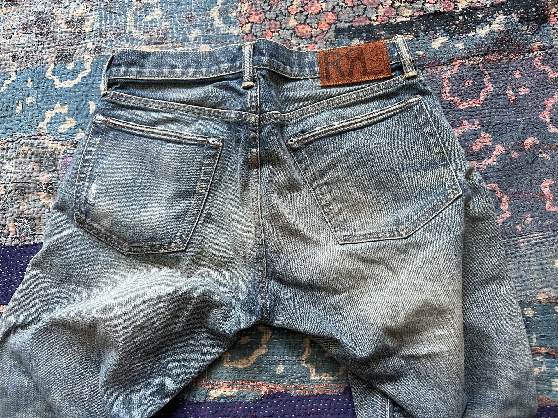RRL Distressed Vintage Washed Straight Jeans — back