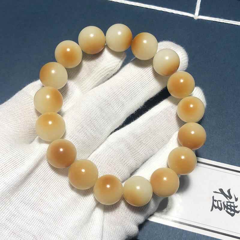 飘花菩提绕指柔手串炭烧旺仔小馒头渐变男女文玩菩提子绿佛珠盘玩