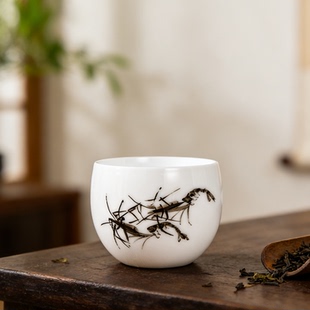 齐派写意画虾主人杯 齐白石嫡传人刘培竹大师纯手绘陶瓷茶杯高档