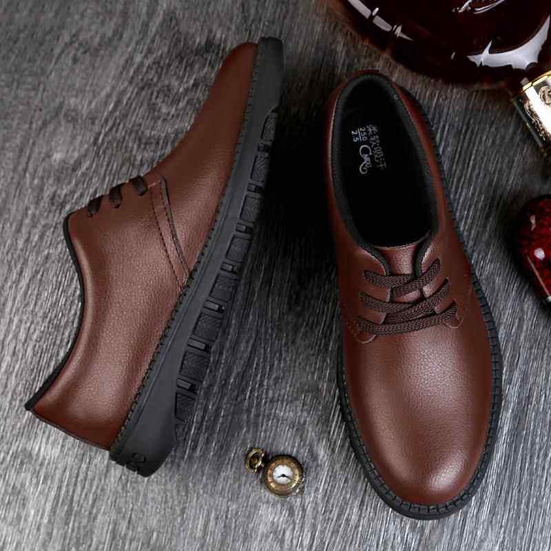 高档冬季皮鞋男真皮男鞋绒休闲鞋加保棉厨师鞋爸爸鞋鞋劳保鞋工作