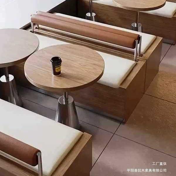 韩式日料理店餐厅咖啡厅实木桌椅组合奶茶甜品店不锈钢商用小圆桌