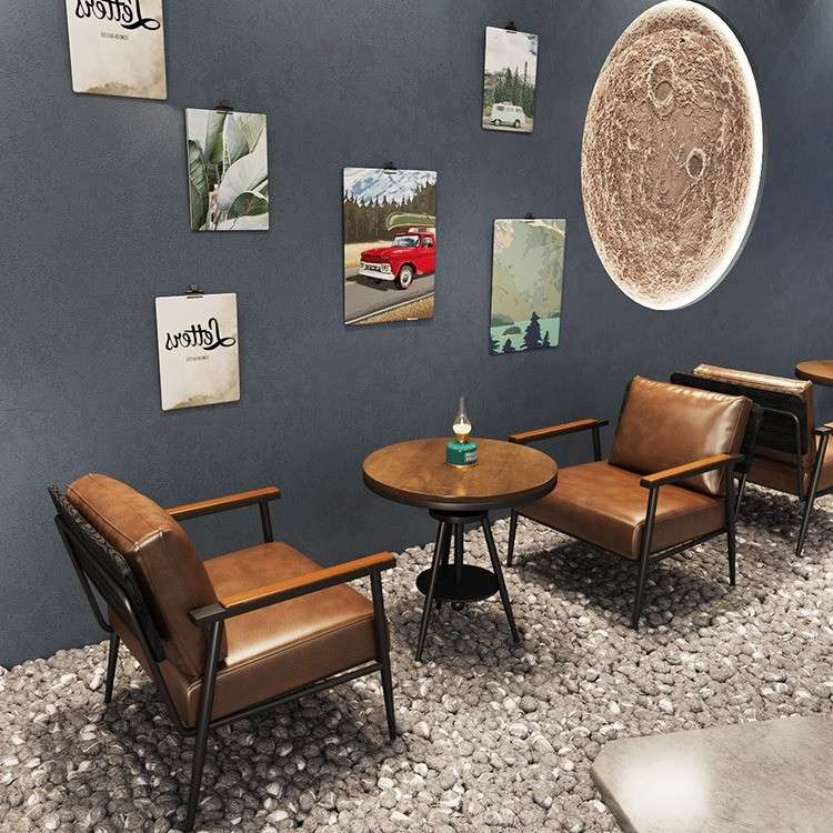 复古酒馆咖啡厅卡座沙发奶茶店甜品餐吧酒吧清吧桌椅组合餐厅商用