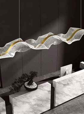 现D12091代轻奢酒店公司前厅台长艺术吊飘带灯设计师客厅餐吧台岛