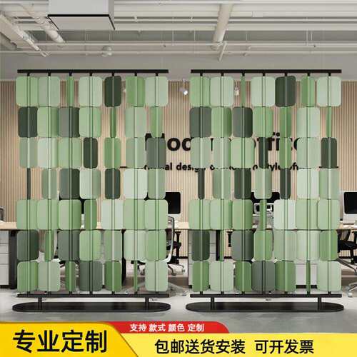 现代简约办公室隔断马鞍革旋转叶片过道装饰客厅轻奢屏风2025新款