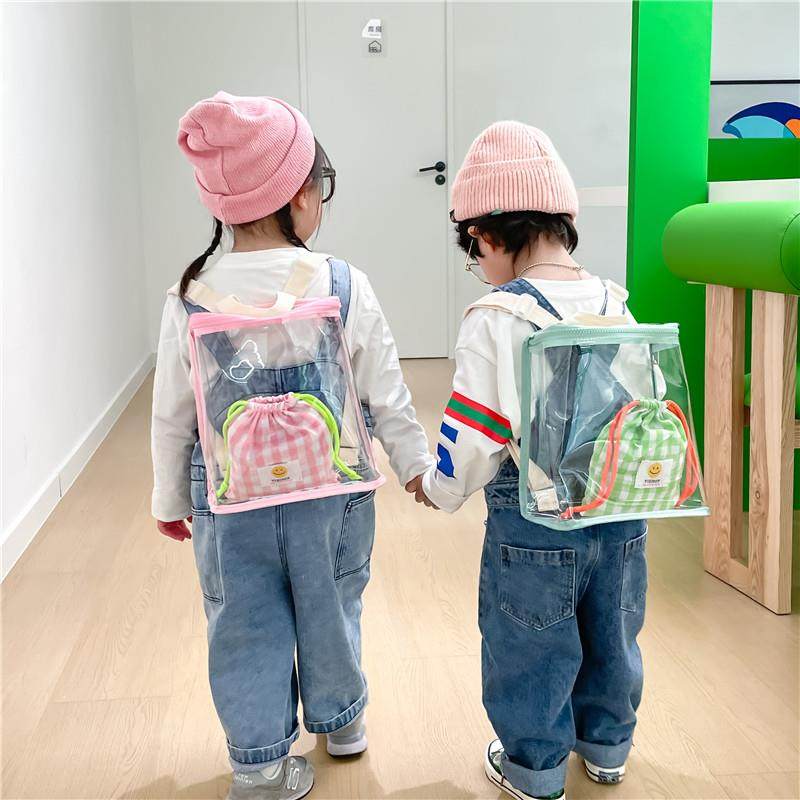 儿童透明双肩包夏季外出男童宝宝小背包网红新款洋气女孩可爱书包