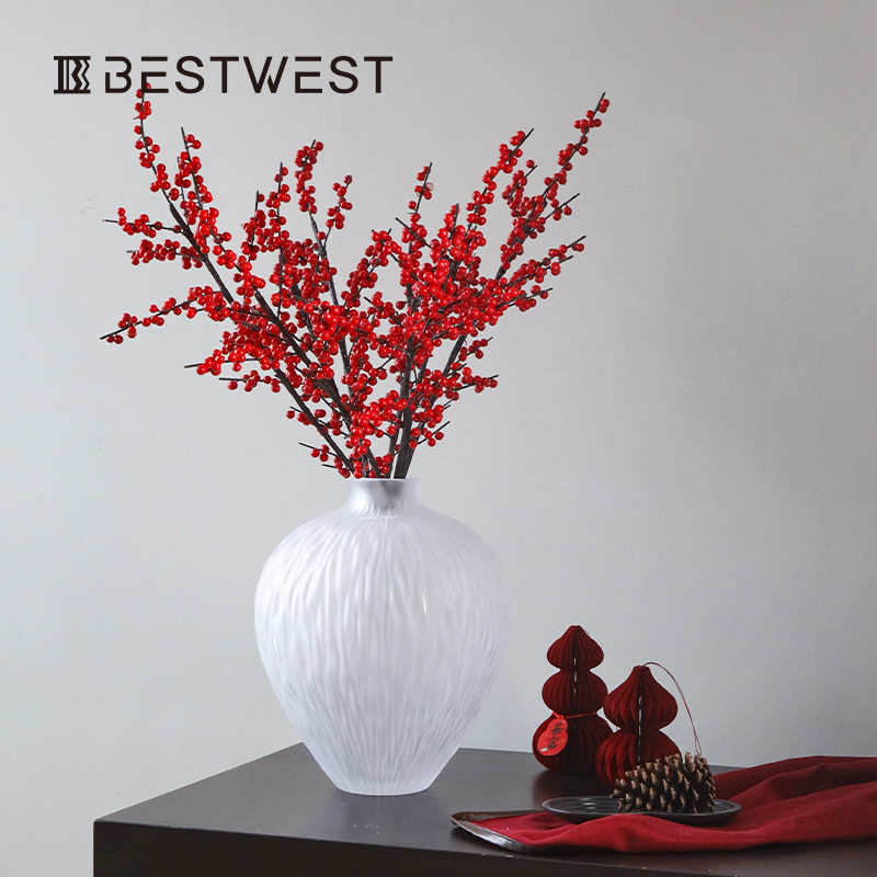 博西家居白色花瓶玻璃摆件干花插花现代简约文艺客厅创意家居装饰