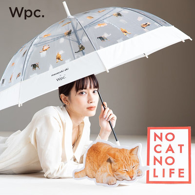 wpc雨伞透明长柄加大加厚加固果冻伞小巧便携萌宠猫咪三折伞手动