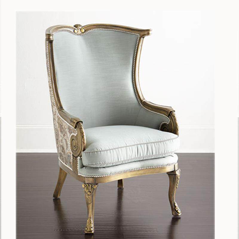 美式老虎椅式新古典实木做旧沙发现代休闲椅欧式扶手单人椅