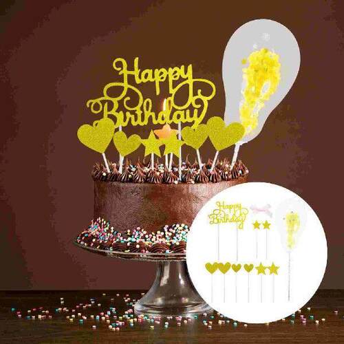 Star Heart Card Cupcake Topper Birthday Decorations Balloon