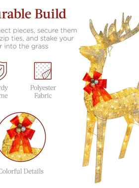 三只麋鹿拉雪橇家庭组商场橱窗圣诞装饰品摆件Deer pulled sled