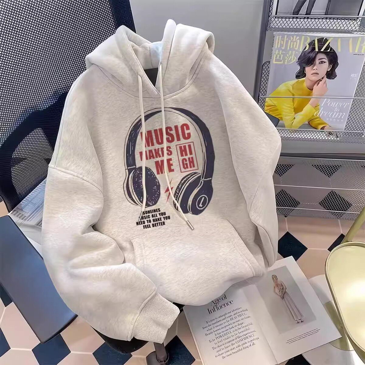 仓石一树美式休闲重磅连帽卫衣男士秋冬季加绒加厚百搭情侣装外套