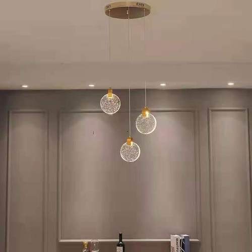 现代简约气泡水晶吊灯个性吧台餐厅灯别墅客厅复式楼梯酒店小吊灯