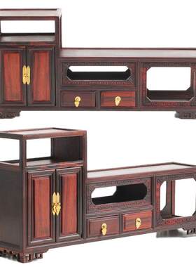 红酸枝质复古仿明清家具微缩模型电视柜微型家具工艺品摆件