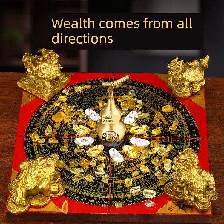 黄铜聚财阵八方来财葫芦龙龟金蟾貔貅麒麟聚宝盆家居客厅店铺摆件