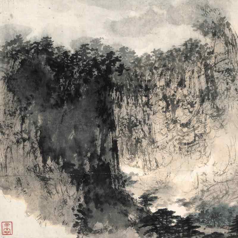 仿卷古艺YL202406名人字画傅抱石山水国画术微喷宣纸名家画书装裱