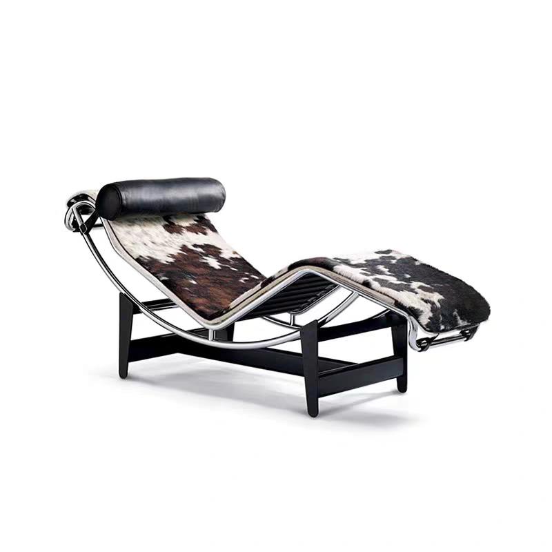 现代简约黑色单人躺椅午睡阳台家用轻奢设计师LC4柯布西耶沙发