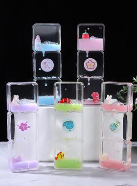 可爱油漏桌面摆件玩具生日礼物滴油减压液体沙漏计时器儿童计时器