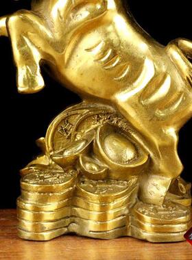纯黄铜生肖牛铜十二生肖牛摆件16cm大号生肖牛纯黄铜材质属牛吉祥