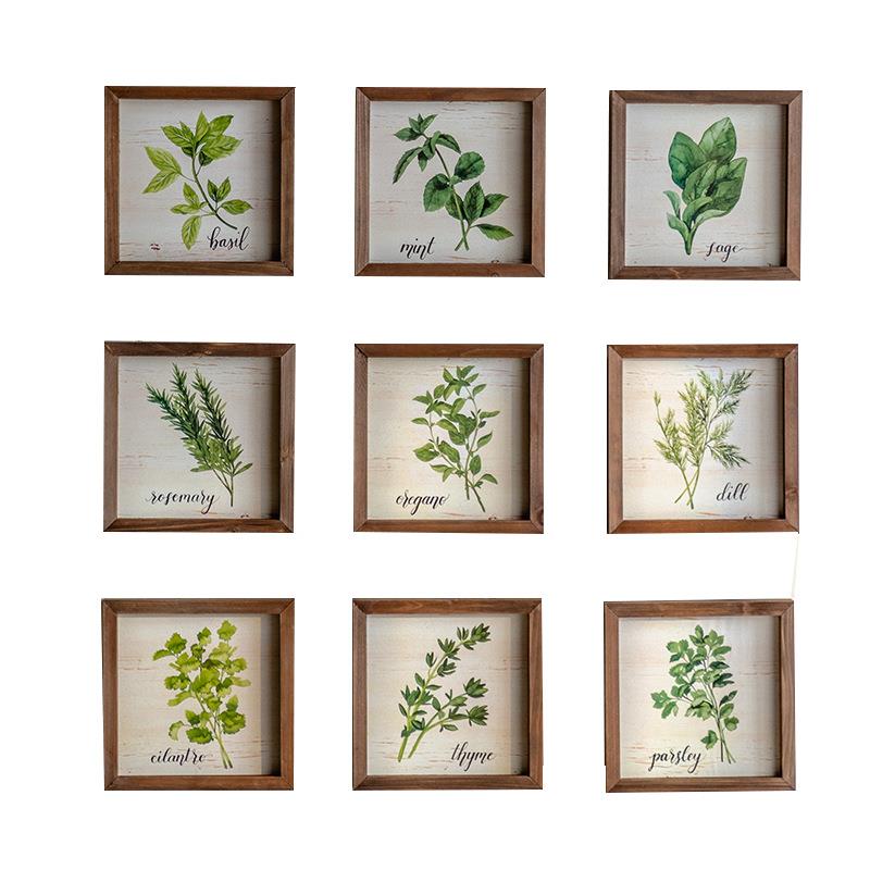 北欧小资创意照片墙做旧植物工艺画实木壁饰走廊背景墙装饰壁画