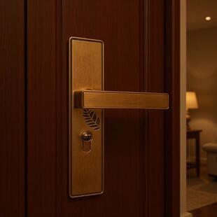 门锁新中式 锁静音静音锁 磁吸卧室房门锁具家用房间内木门把手中式