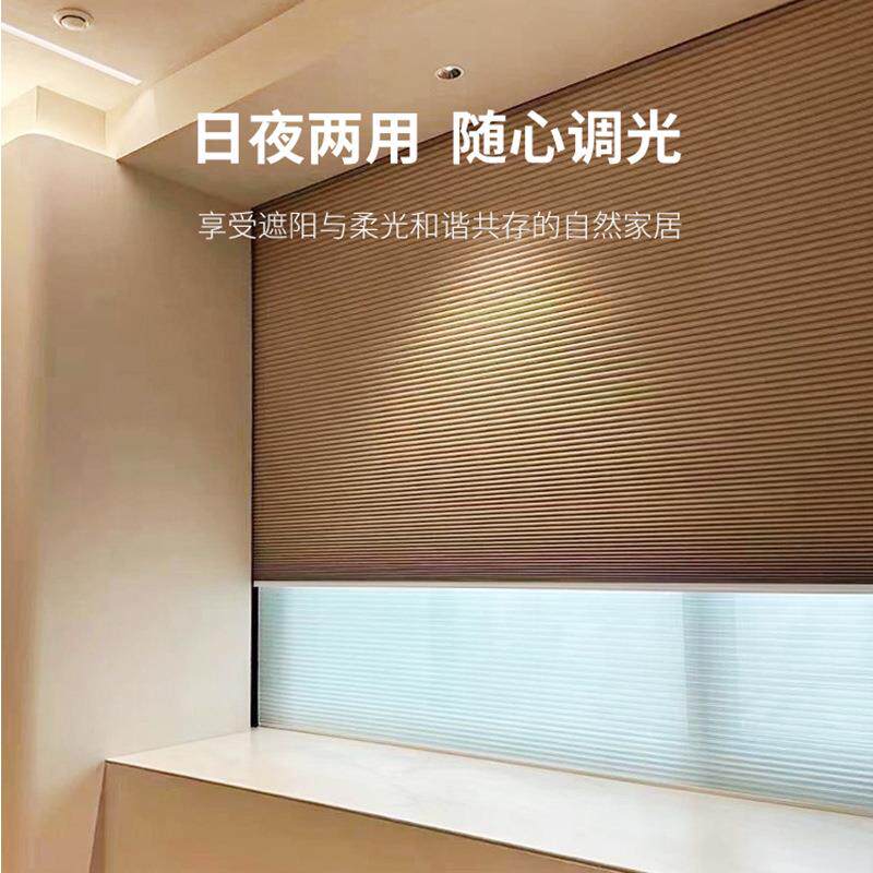后双层日夜蜂QH005巢飘窗卧室客厅全遮帘光百叶窗帘可动遮阳电卷