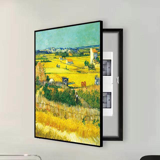 梵高竖版电表箱装饰画 画配电箱电闸箱弱电箱遮挡竖款免打孔艺术