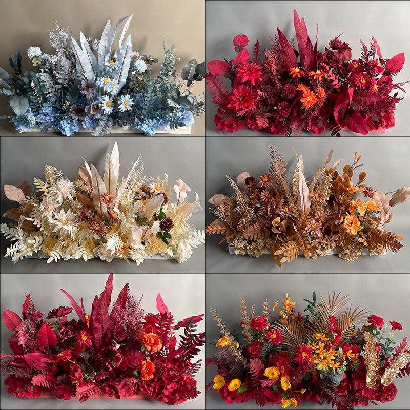 婚庆红色大花排婚礼堂成品花艺婚礼舞台T台路引花排花过道花装饰