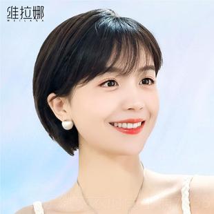 新款短发发女发全时真真自然全头套夏季尚新款锁骨发女中假长发假