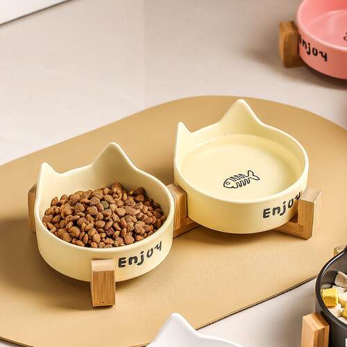 Black ceramic cat bowl, dog bowl, cat food dish, dog water b